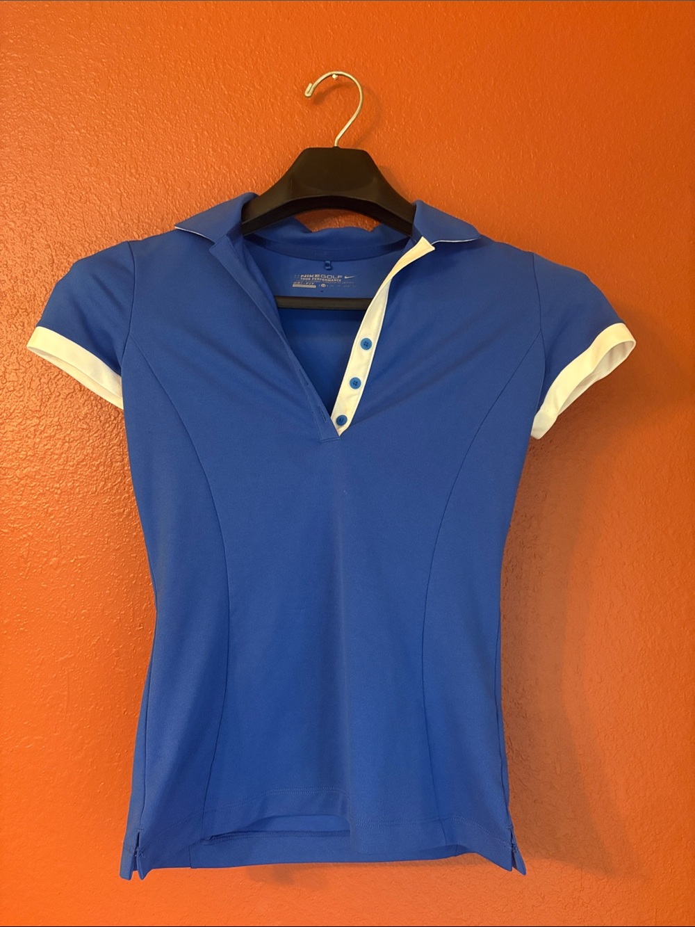 Nike Royal Blue Women's Short-Sleeve Polo with White Trim